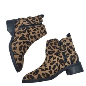 Cole Haan Kimberly Cheetah Print Side Zip Fur Bootie Ankle Boot W22302 Size 6.5B